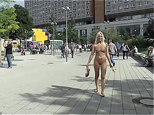 ash-blonde Czech teenager demonstrating her super-hot bod naked in public